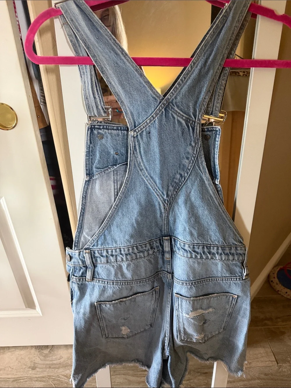 Light Blue Distressed Denim Short- Hudson overalls!!!